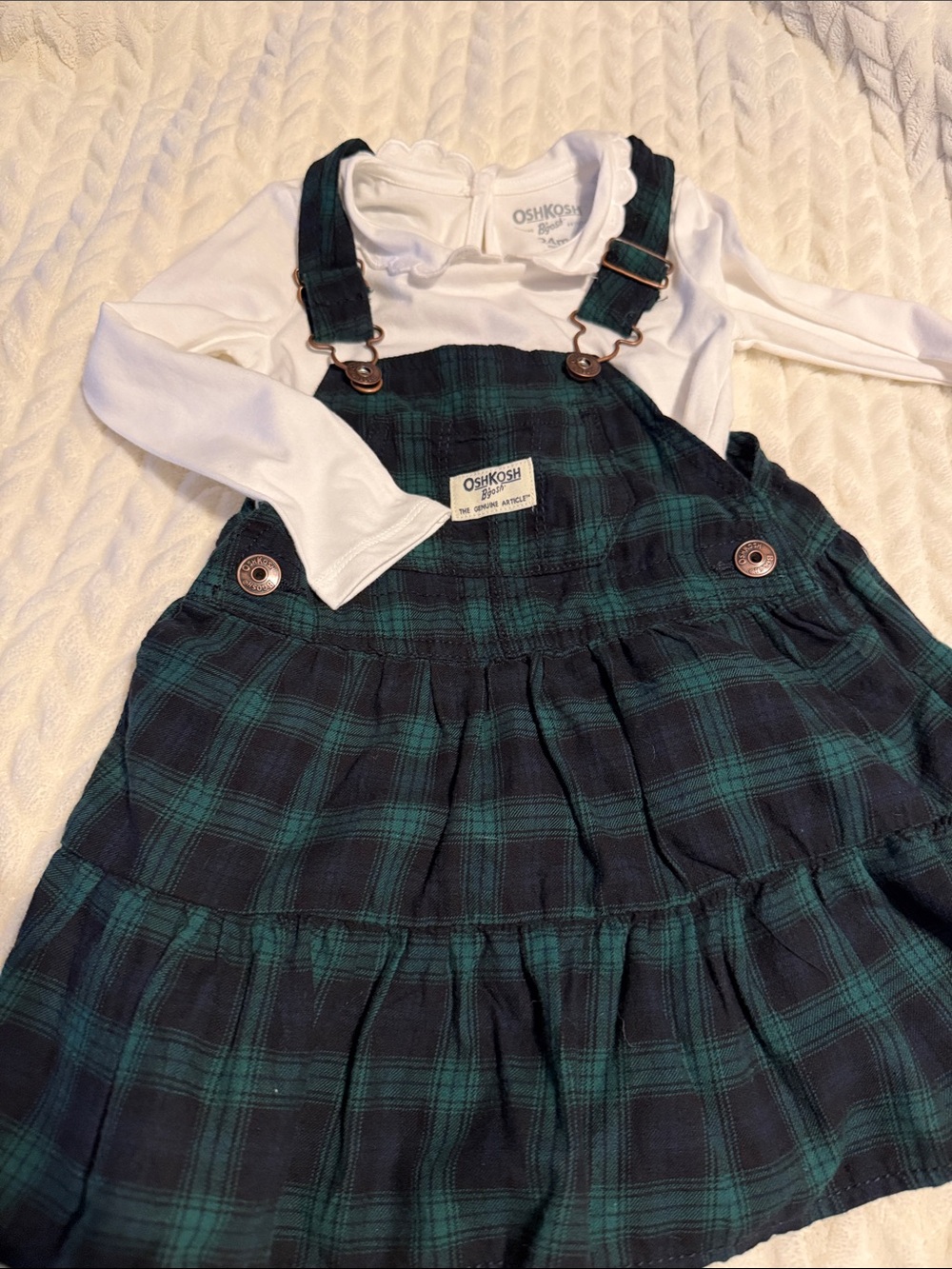 OshKosh B'gosh Dark Green and Black Plaid Girls' Overall Dress